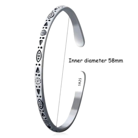 NEW Men’s Unisex Engraved 925 Sterling Silver Adjustable Cuff Bracelet - Picture 16 of 16